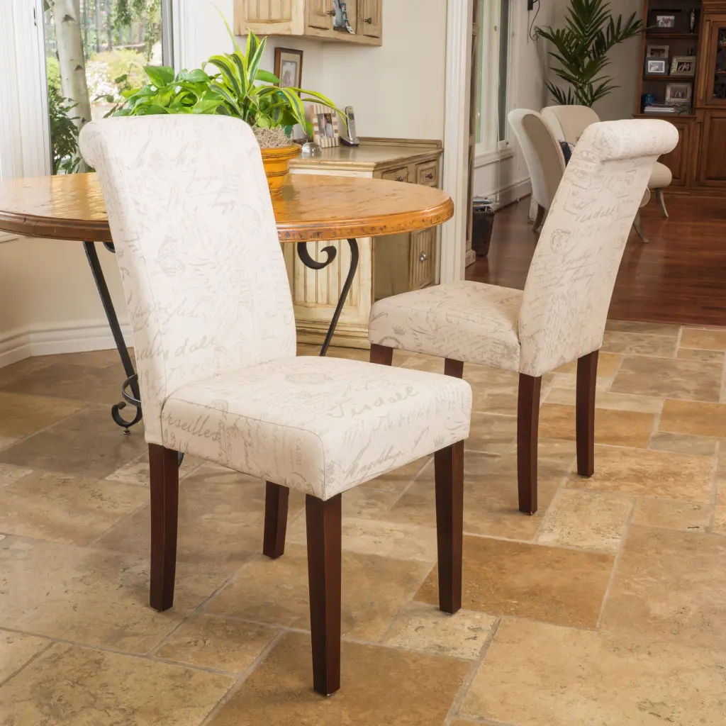 Mp2 Dining Chair Set 2 Beige Fabric Upholstered Chairs Kitchen Dining Room nh-cloudhouse