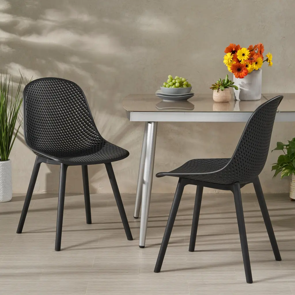 Posey Chair Black Polypropylene Modern Stackable Dining Chair nh-ihave