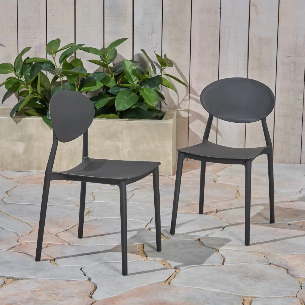 Westlake Injection Molding PP Chair Set 2 Black Polypropylene nh-ihave
