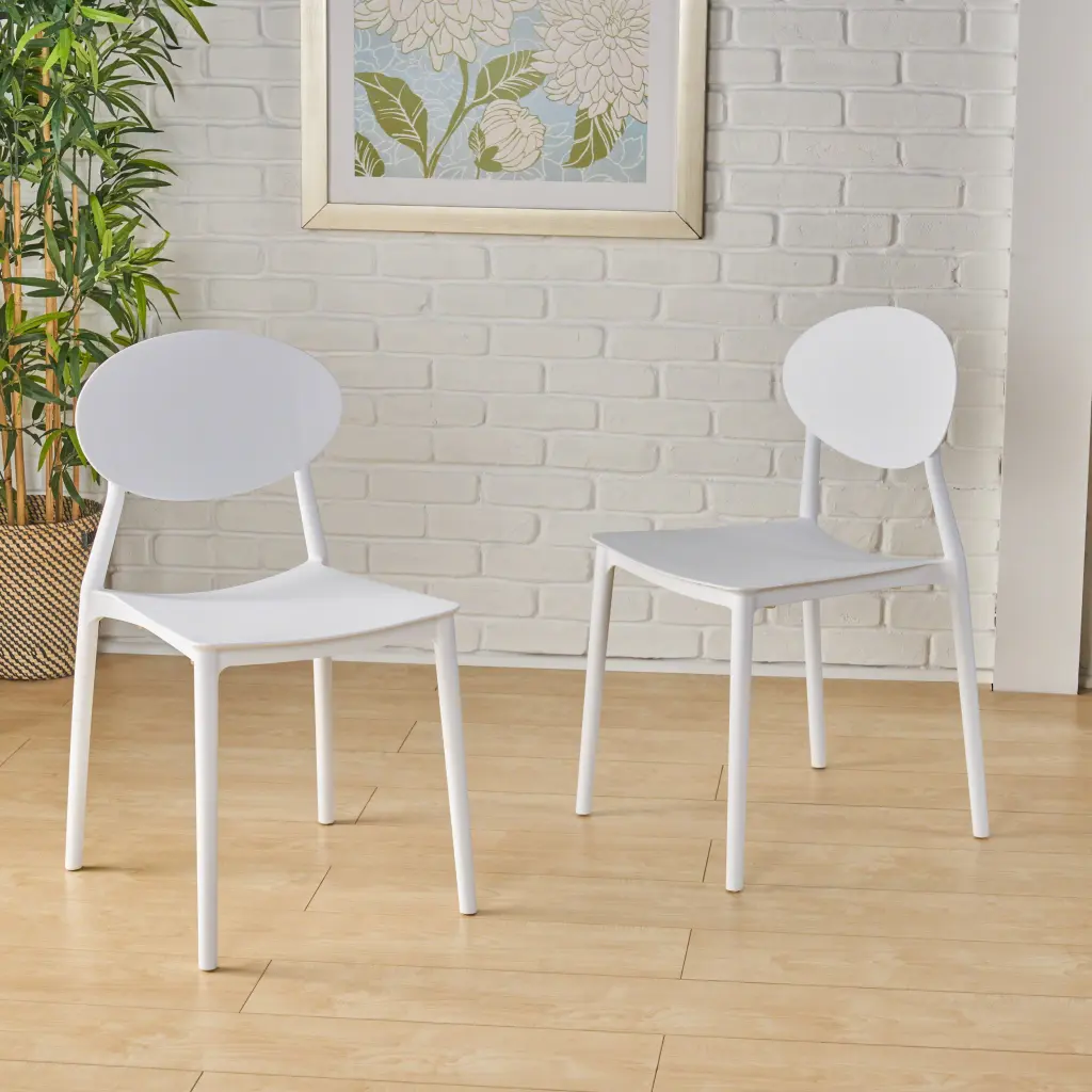 Westlake Injection Molding Pp Chair Set 2 White Polypropylene Stackable Chairs nh-ihave