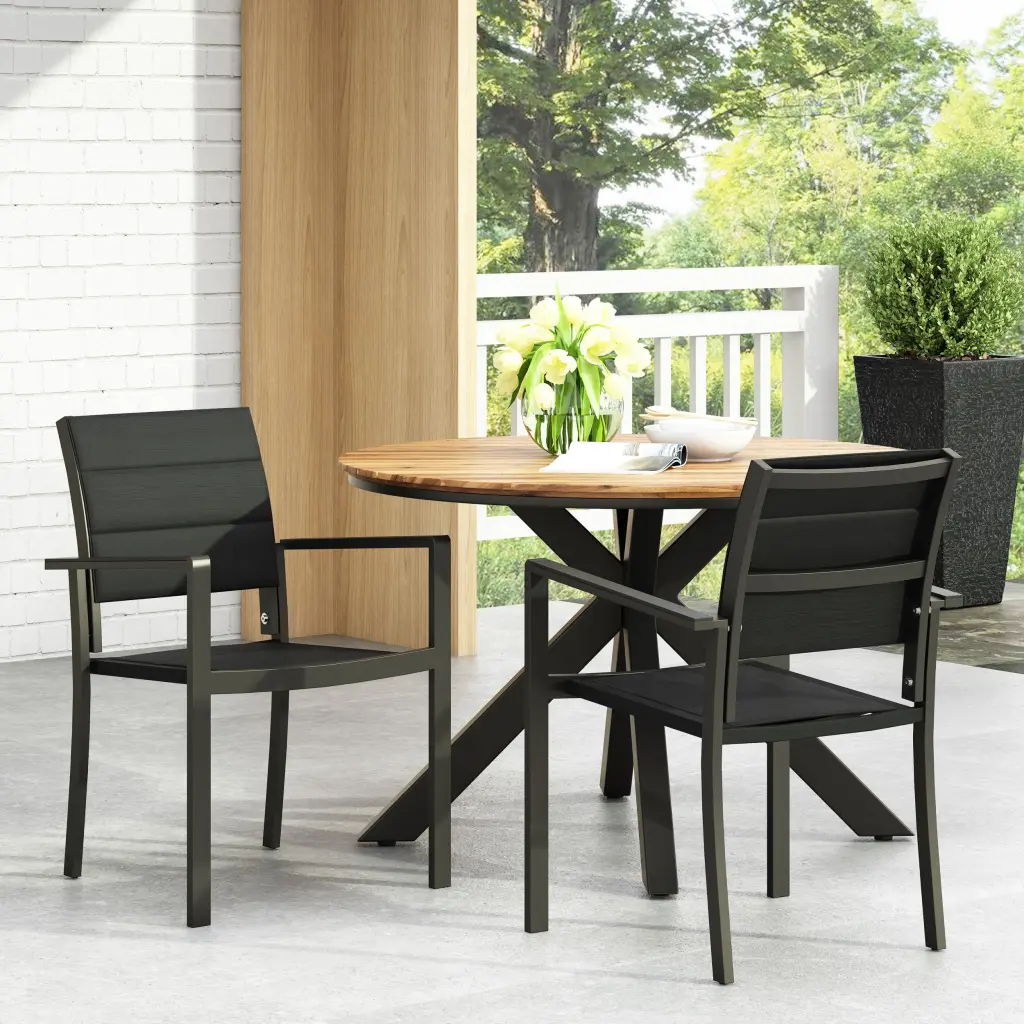 Wilbur Dining Chair Black Aluminum Modern Kitchen Chair nh-ihave