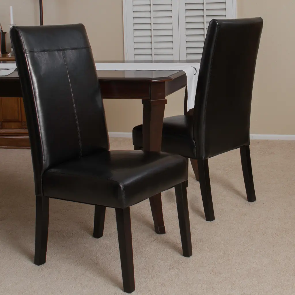 Hanford Dining Chair Set 2 Black PU Modern Kitchen Chairs nh-perfect home