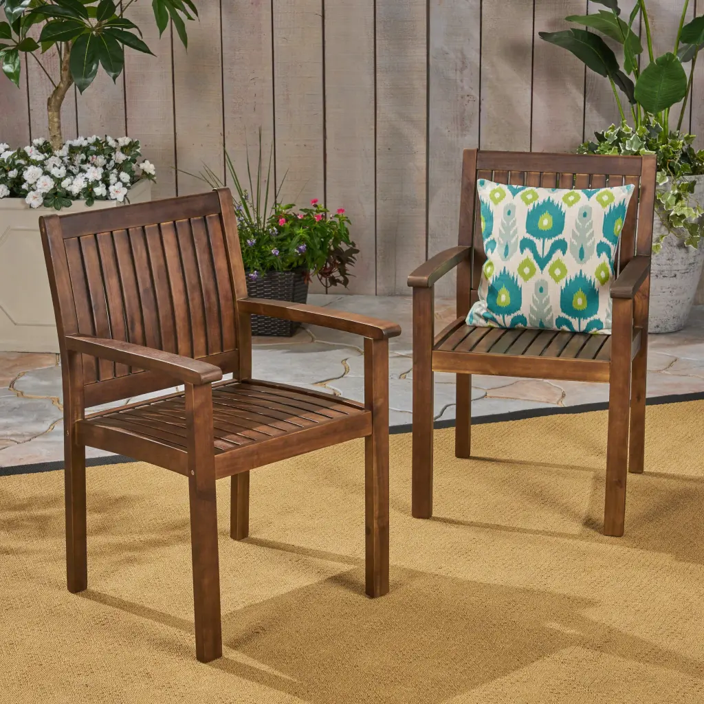 Wilson Dining Chair Dark Brown Acacia Wood Modern Kitchen Chair nh-purenest