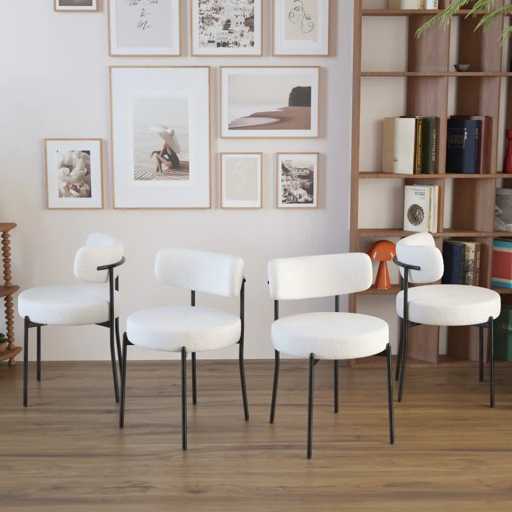 White Dining Chairs Set 4 Mid Century Modern Kitchen Chairs nuoli furniture