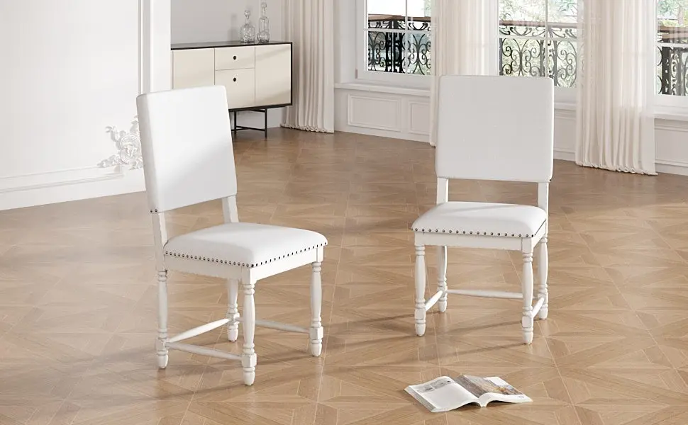 Vintage Traditional 2 Piece Upholstered Dining Chairs Padded Back rnb