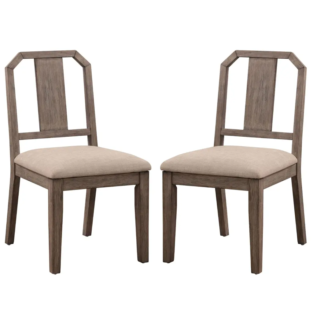 Yu 36 Inch Acacia Wood Dining Chair Slat Back Set 2 Weathered Brown Kitchen Chairs royal hampton