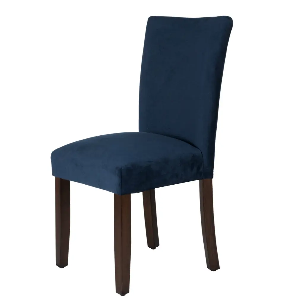Velvet Upholstered Parsons Dining Chair Wooden Legs Navy Blue royal hampton