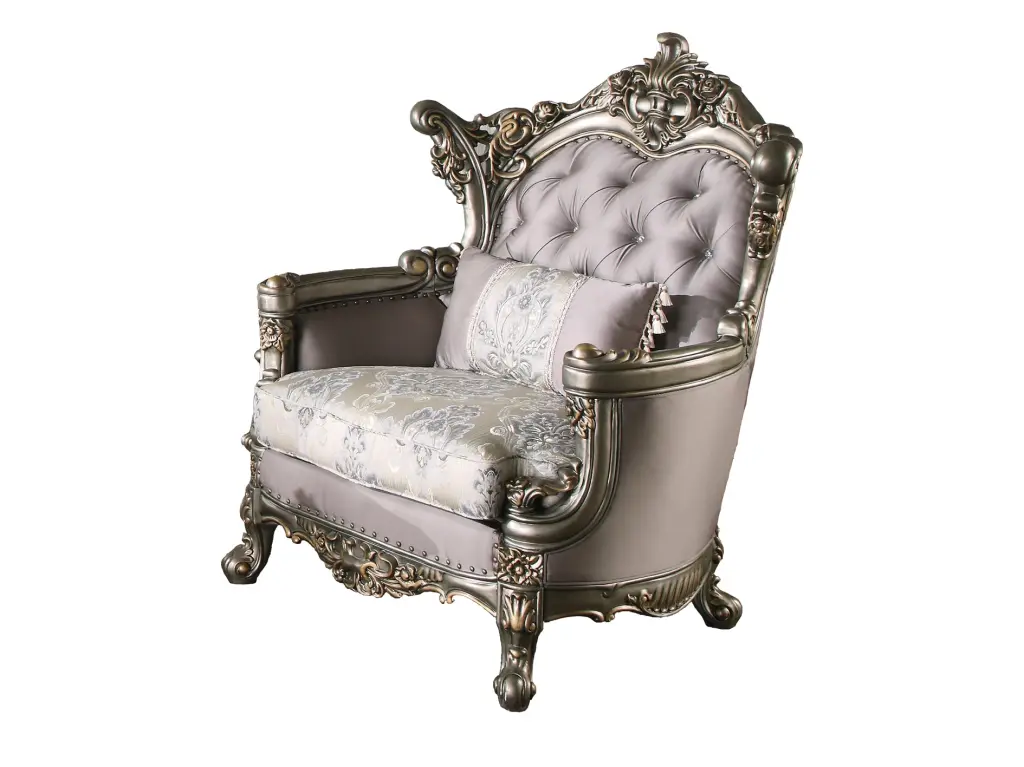Wooden Chair Engravings And Cabriole Legs Purple And Silver Finish royal hampton