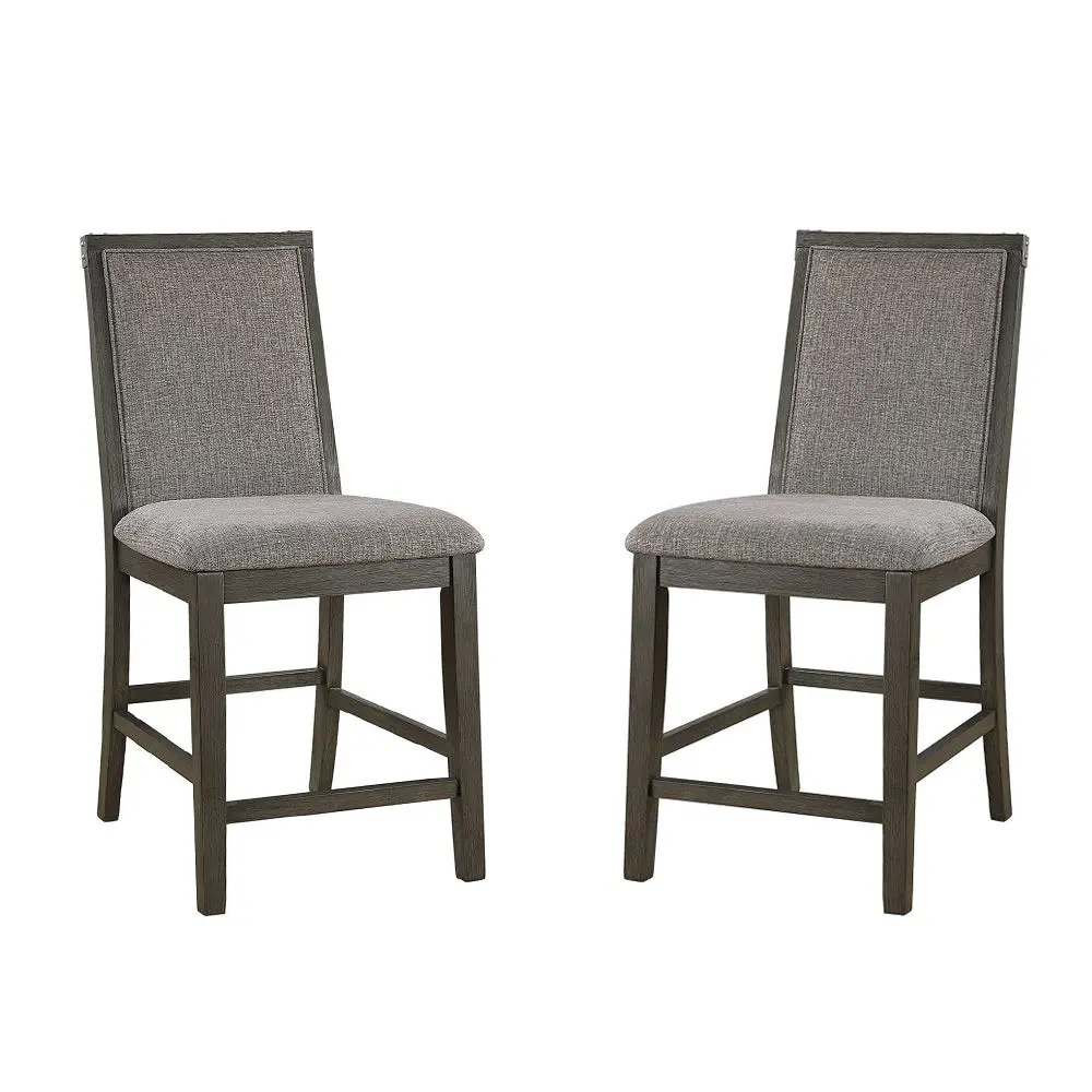 Set 2 Counter Height Chairs Upholstered Cushion Grey Solid Wood Legs simple relax