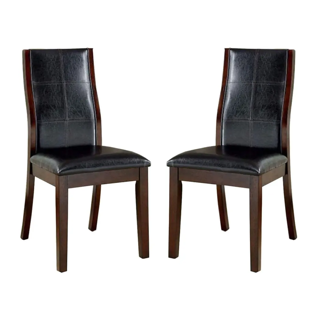 Set 2 Espresso Dining Chairs Brown Cherry Finish Solid Wood simple relax