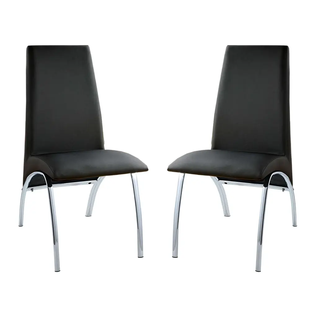 Upholstered Side Chairs Set 2 Black And Chrome Dining Chairs simple relax