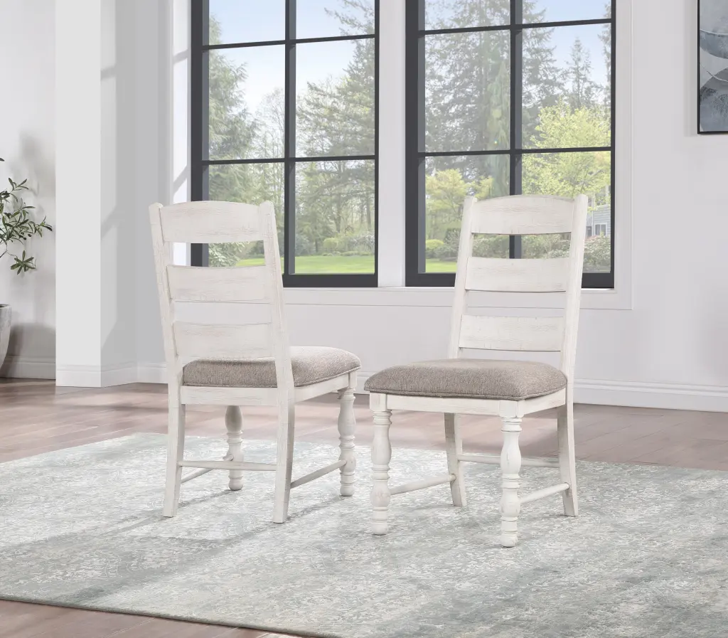 Heston Side Chair Set 2 White Wood Finish steve silver furniture