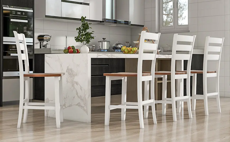 Farmhouse Wood Counter Height Dining Chair Set Small Places Set 2 topmax