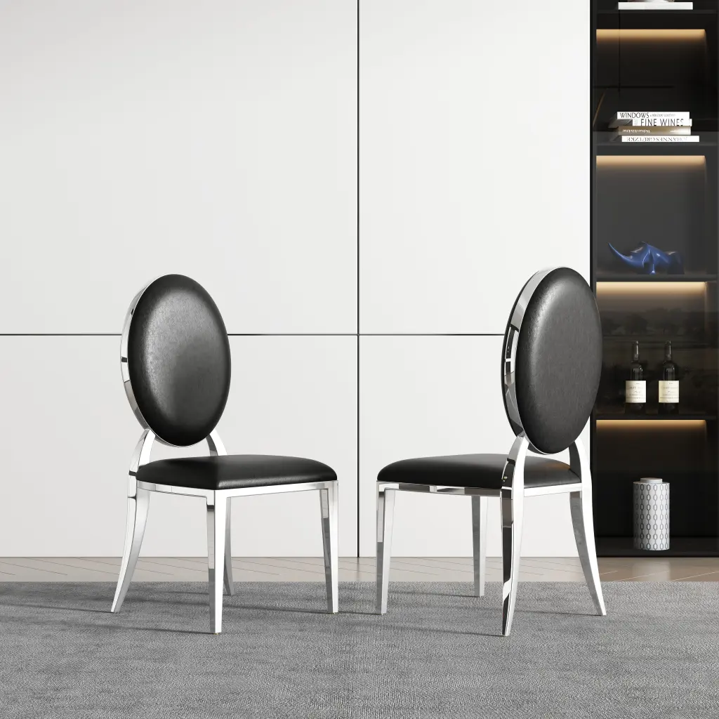 Dining Chair Set 2 Oval Backrest Design Stainless Steel Legs w1311 artisan furniture