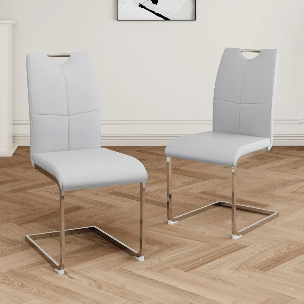 Modern Dining Chairs Faux Leather Padded Seat Dining Living Room youngmagic