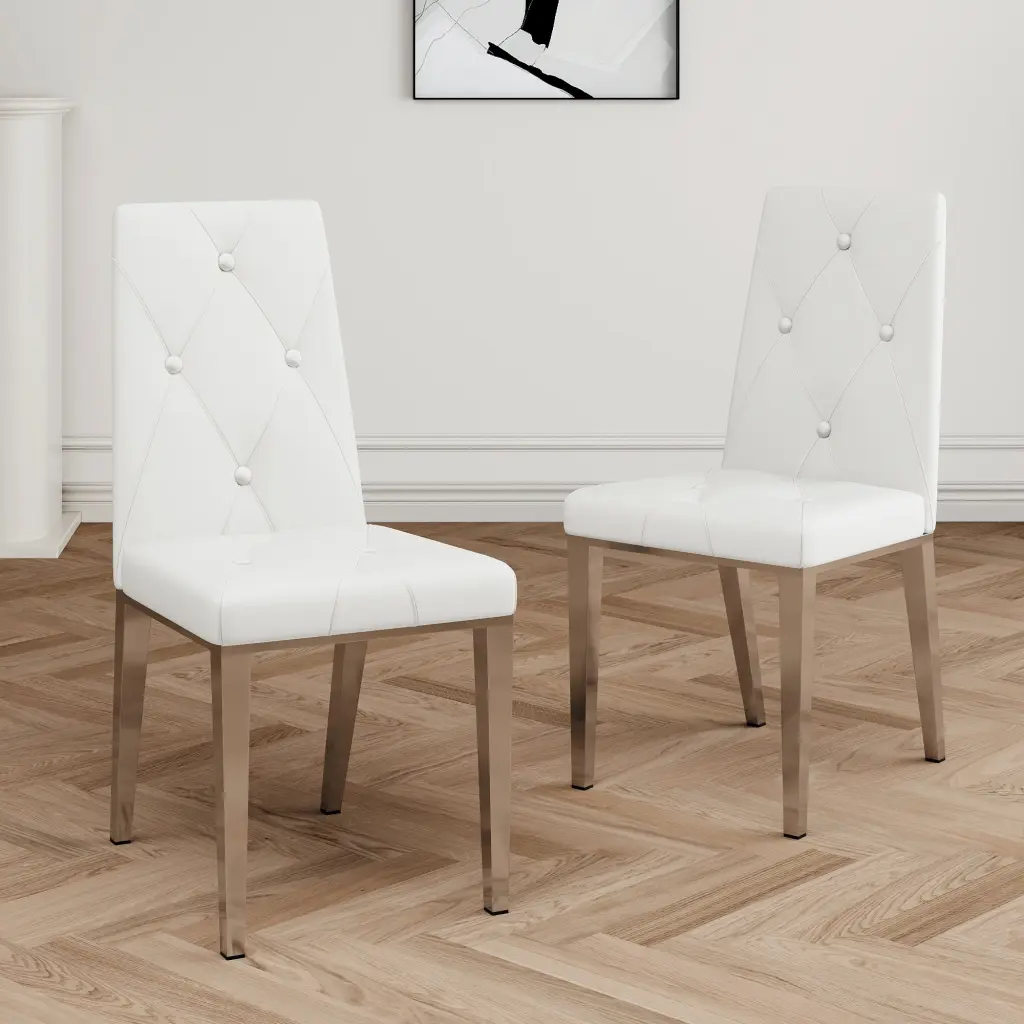 Modern Effortless Light Premium Dining Chair White Home Bedroom Stool Kitchen Seating youngmagic