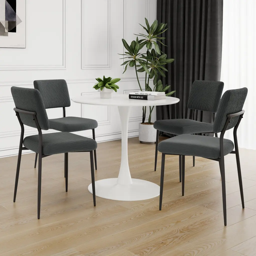Modern Grey Effortless Velvet Dining Chair Fabric Upholstered Chair youngmagic