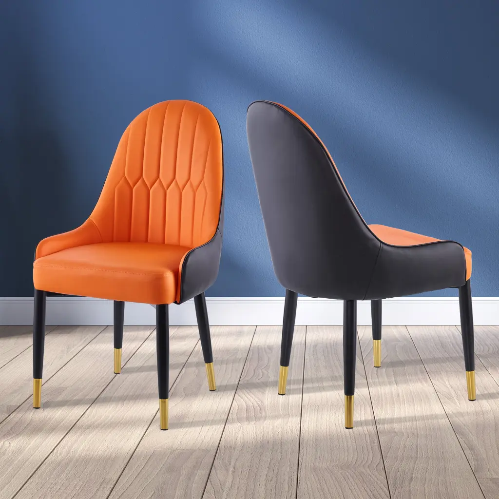 Modern Leather Dining Chair Set 2 Upholstered Accent Chairs w1311 artisan furniture