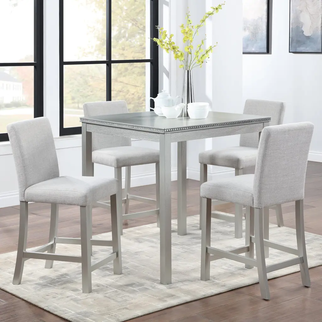 5 Piece Counter Height Table Set Wooden Kitchen Dining Set Square Table and 4 Chairs fullbarn e-commerce