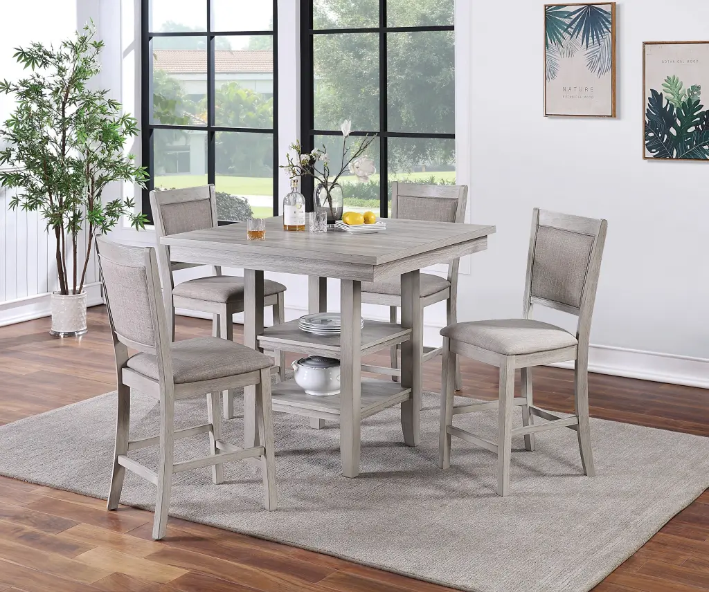 Dining Room Furniture Counter Height 5 Piece Set Square Table and Shelves kanepe