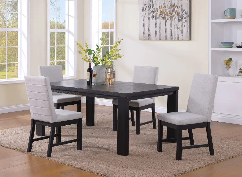 5 Piece Contemporary Dining Set - 18 Inch Leaf Extendable Formal Table Rectangle kanepe