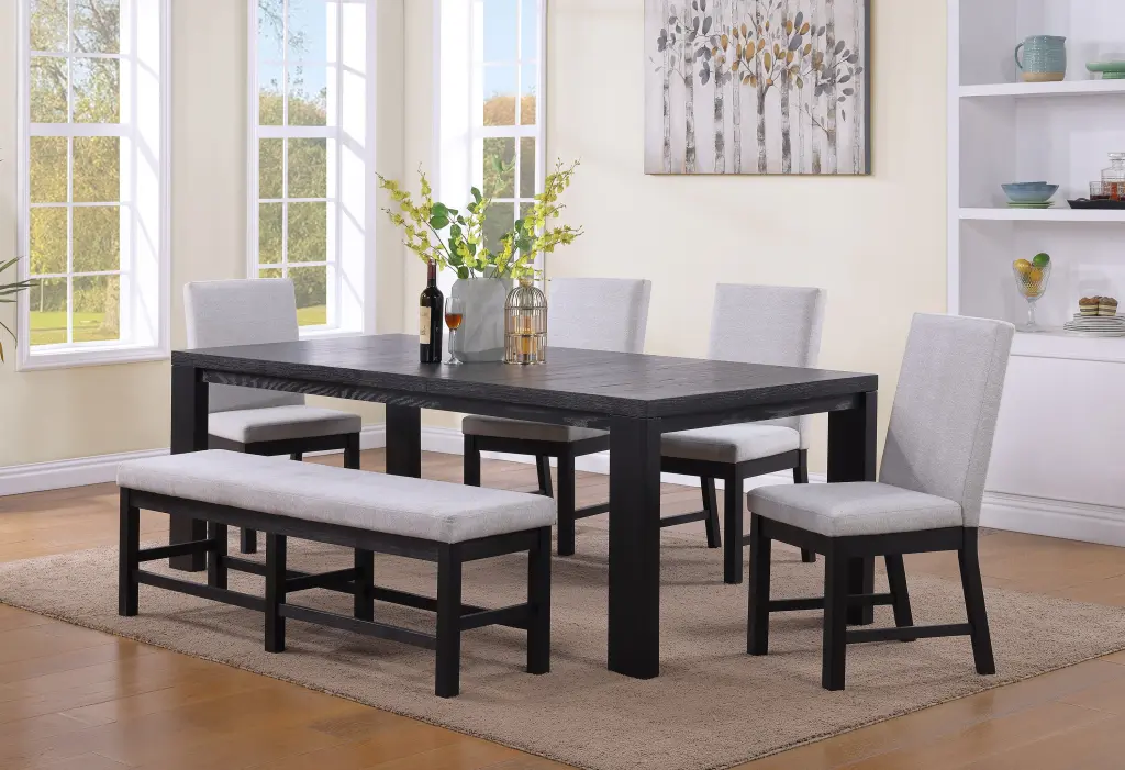 6 Piece Contemporary Dining Set 18 Inch Leaf Extendable Formal Table kanepe