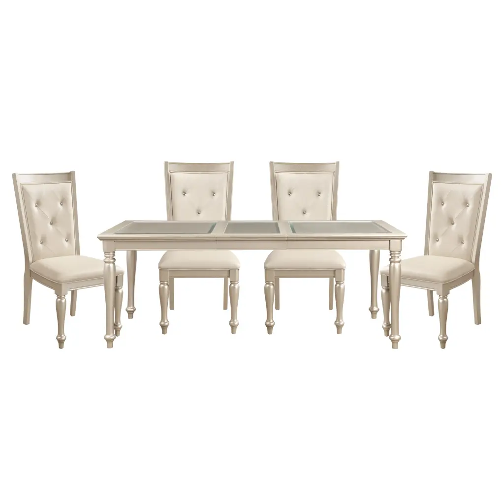 Traditional Design Formal Dining 5-Piece Set Table Extension Leaf and 6 Chairs kanepe
