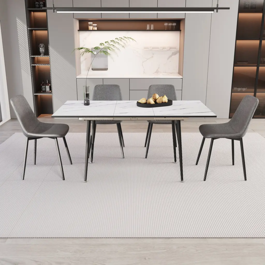 Scalable MDF Modern Dining Table and Chair Set Suitable 2 to 6 People Extendable Table nuoli furniture