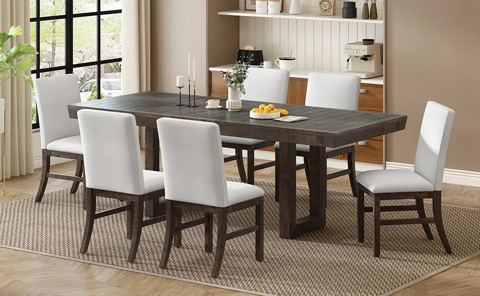 Traditional 7 Piece 72 Inch Extendable Dining Table Set 12 Inch Leaf rnb