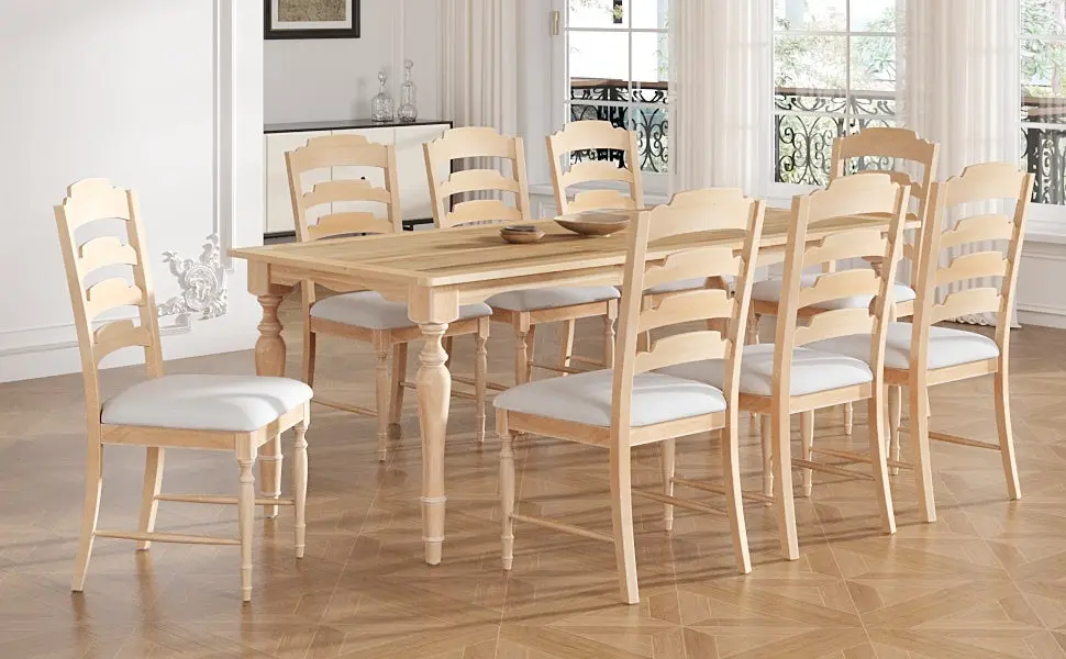 Vintage Traditional 9 Piece 82.7 Inch Extendable Dining Table Set Chairs 6-8 People rnb