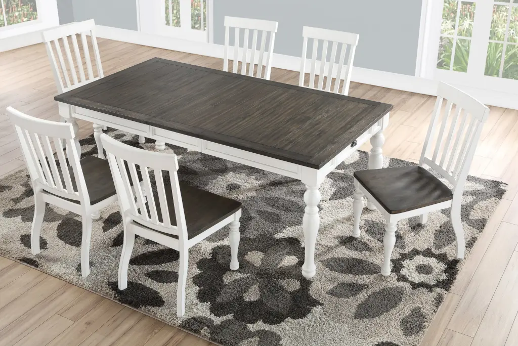 Joanna 5 Piece Dining Set Two Tone White Wood Kitchen Table and Chairs steve silver furniture