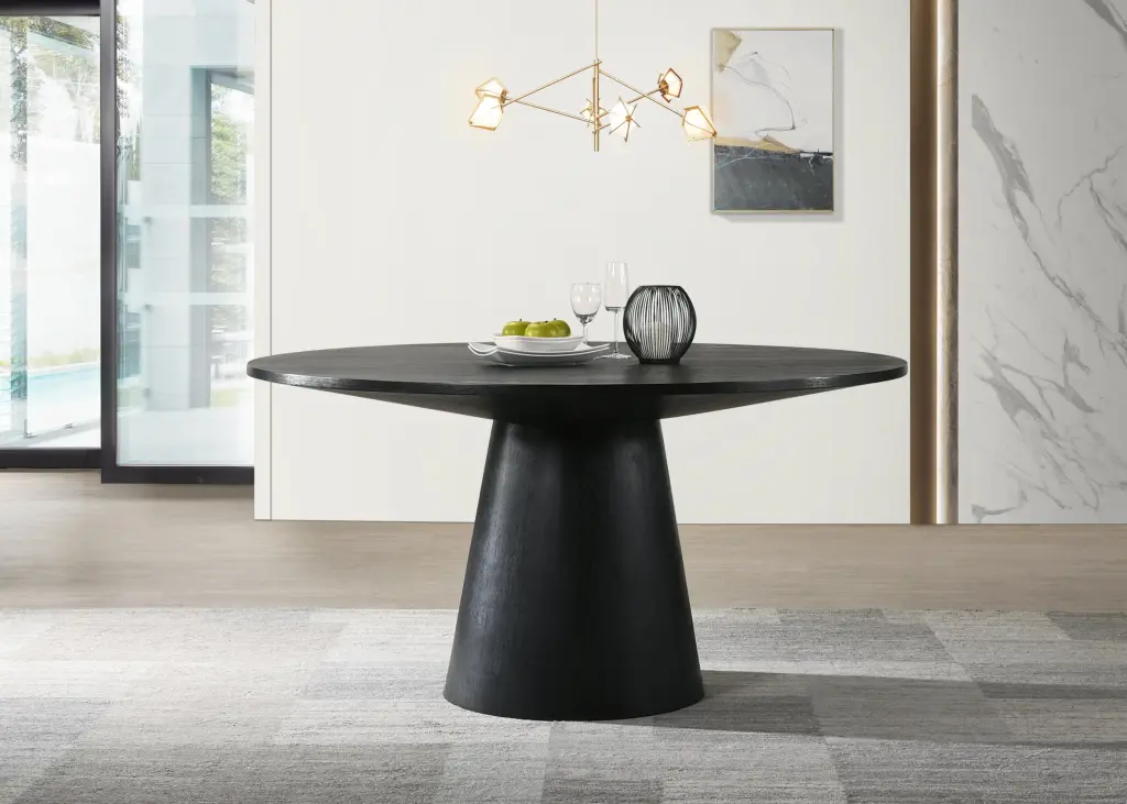 Jasper Ebony Black 47 Inch Contemporary Round Dining Table lilola home