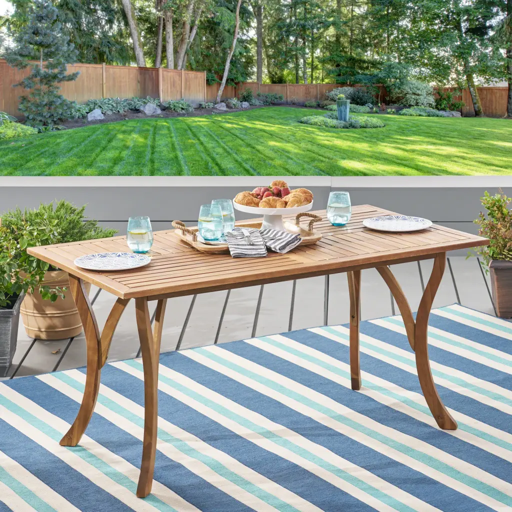 Hermosa 59 Inch Rectangular Wood Dining Table Teak Acacia Wood Kitchen Table nh-gardenpara