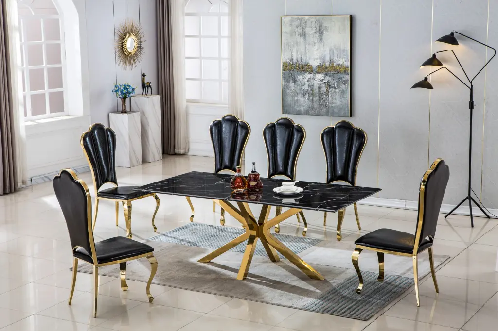 Modern Rectangular Marble Dining Table 1.02" Thick Top Kitchen or Dining Room w1241 artisan furniture