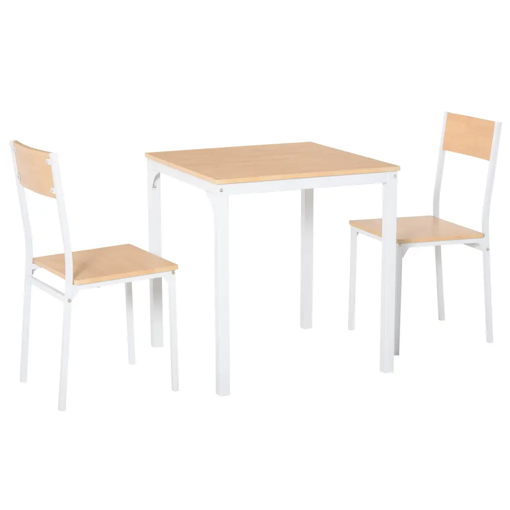 Homcom 3 Piece Wooden Square Dining Table Set 1 Table And 2 Chairs Compact Kitchen Furniture aosom business