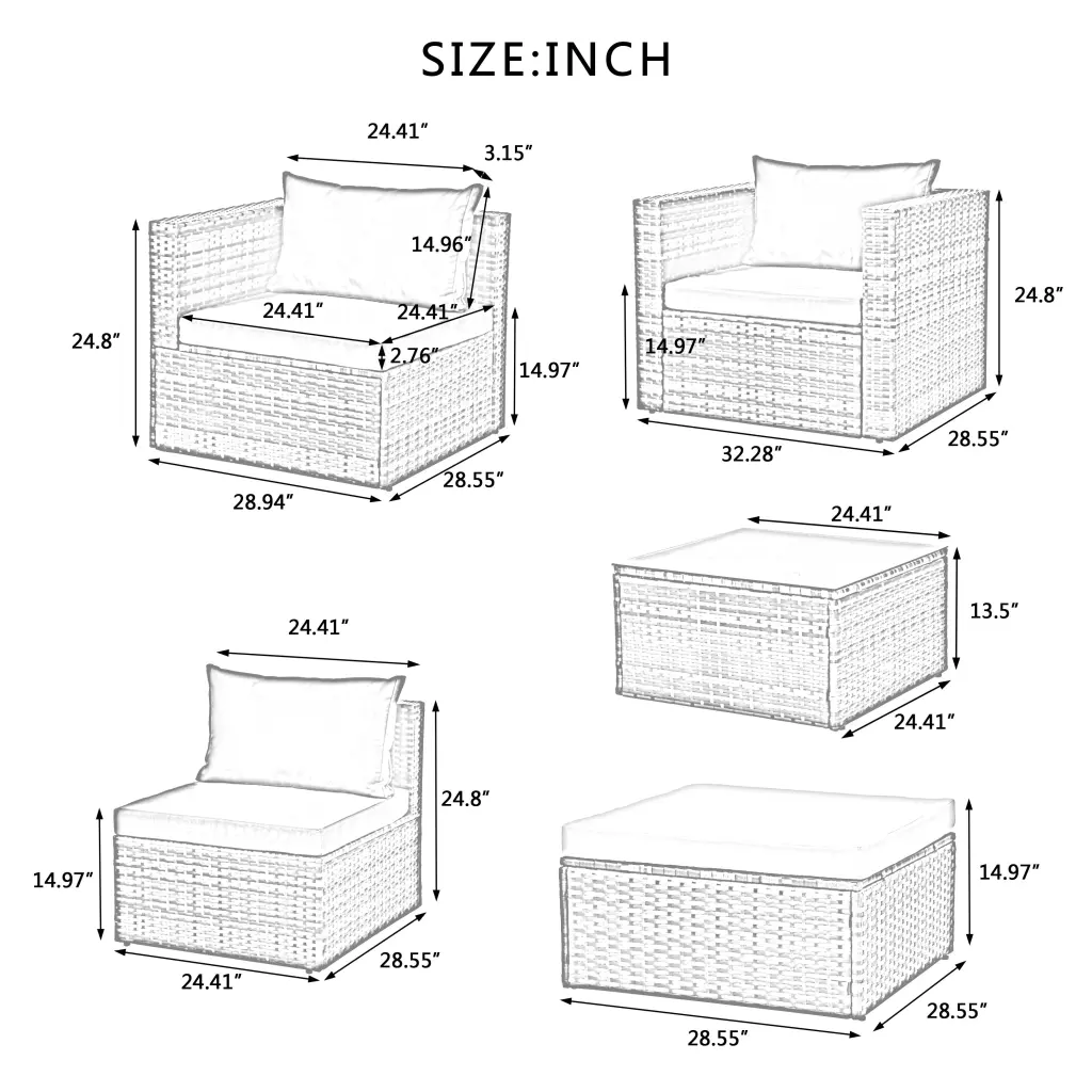 Patio Furniture 6 Seater Outdoor Wicker Set Seasonal Garden Use dream honor