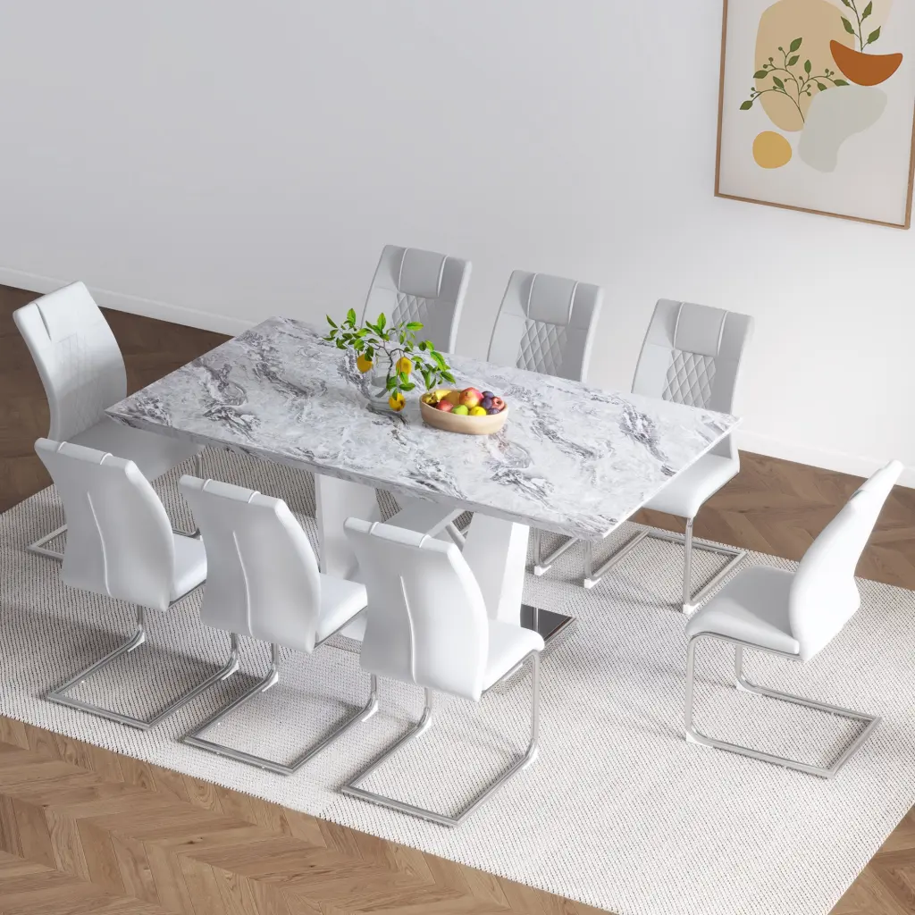 Modern Style Dining Table and Chair Set One Table and Eight Chairs Home droom w-1151
