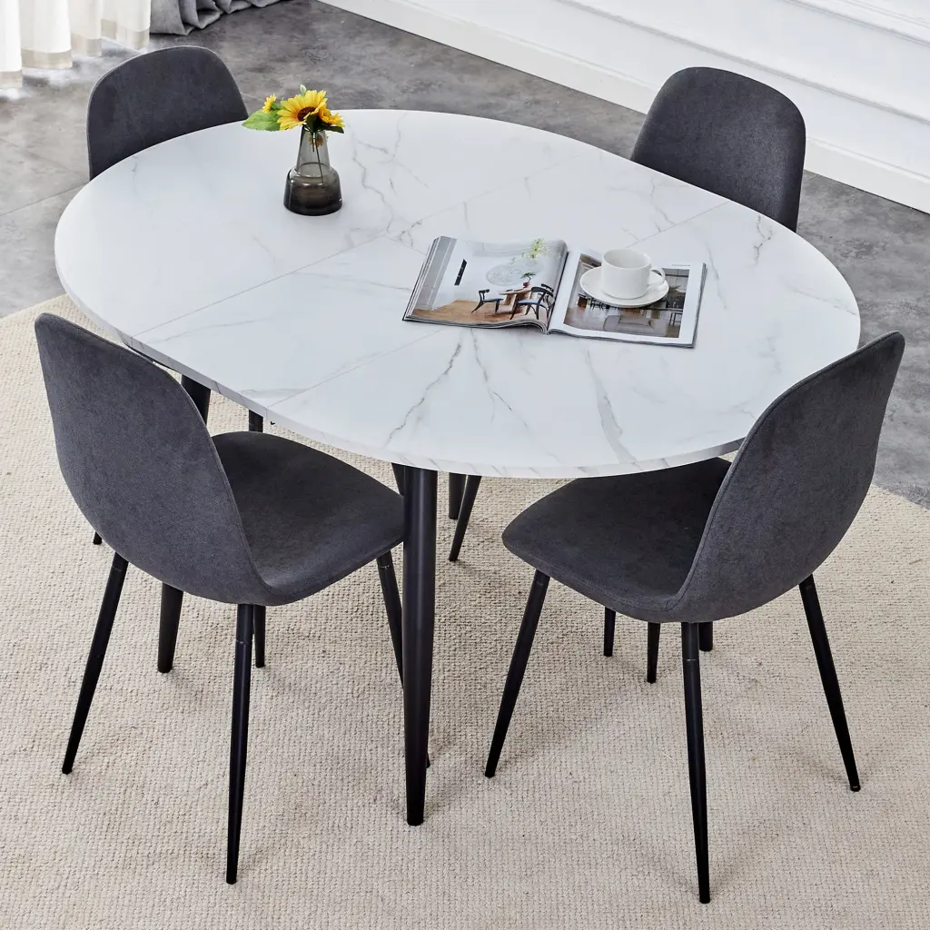 Table and Chair Set Modern Extendable MDF Dining Table Chairs droom w-1151