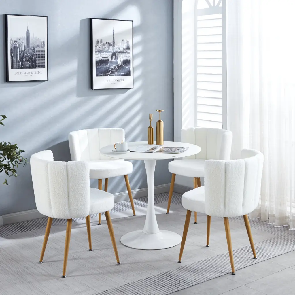 4.5 Piece White Dining Table And Chair Set Kitchen Coffee Furniture ego store