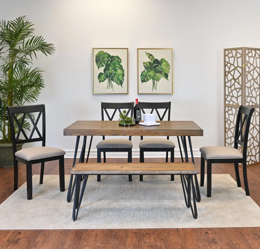 Arroyo 6 Piece Dining Set Hairpin Dining Table 4 Cross Back Chairs hz