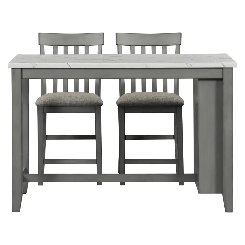 3 Piece Counter Height Dining Table Set Constructed Storage Shelves inspirit