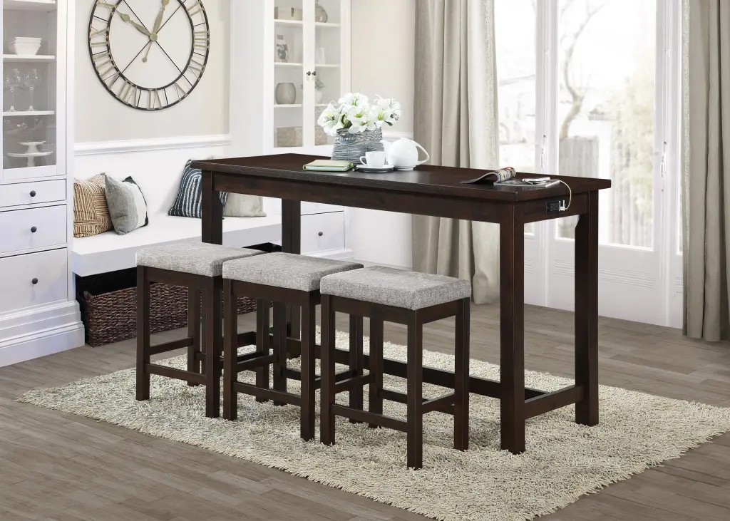 4-Piece Counter Height Dining Set Espresso Finish Table and Chairs kanepe