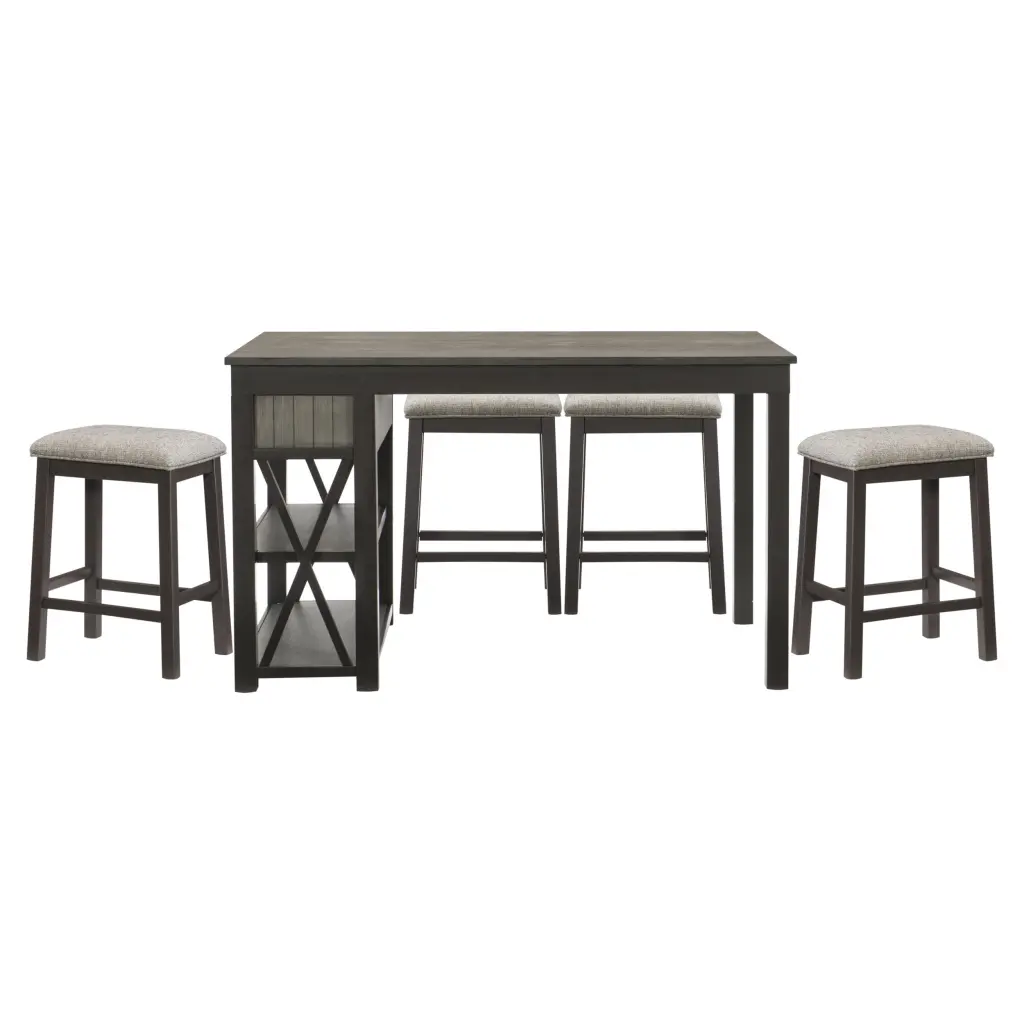 Casual Style Counter Height Dining 5 Piece Set Gray Finish kanepe