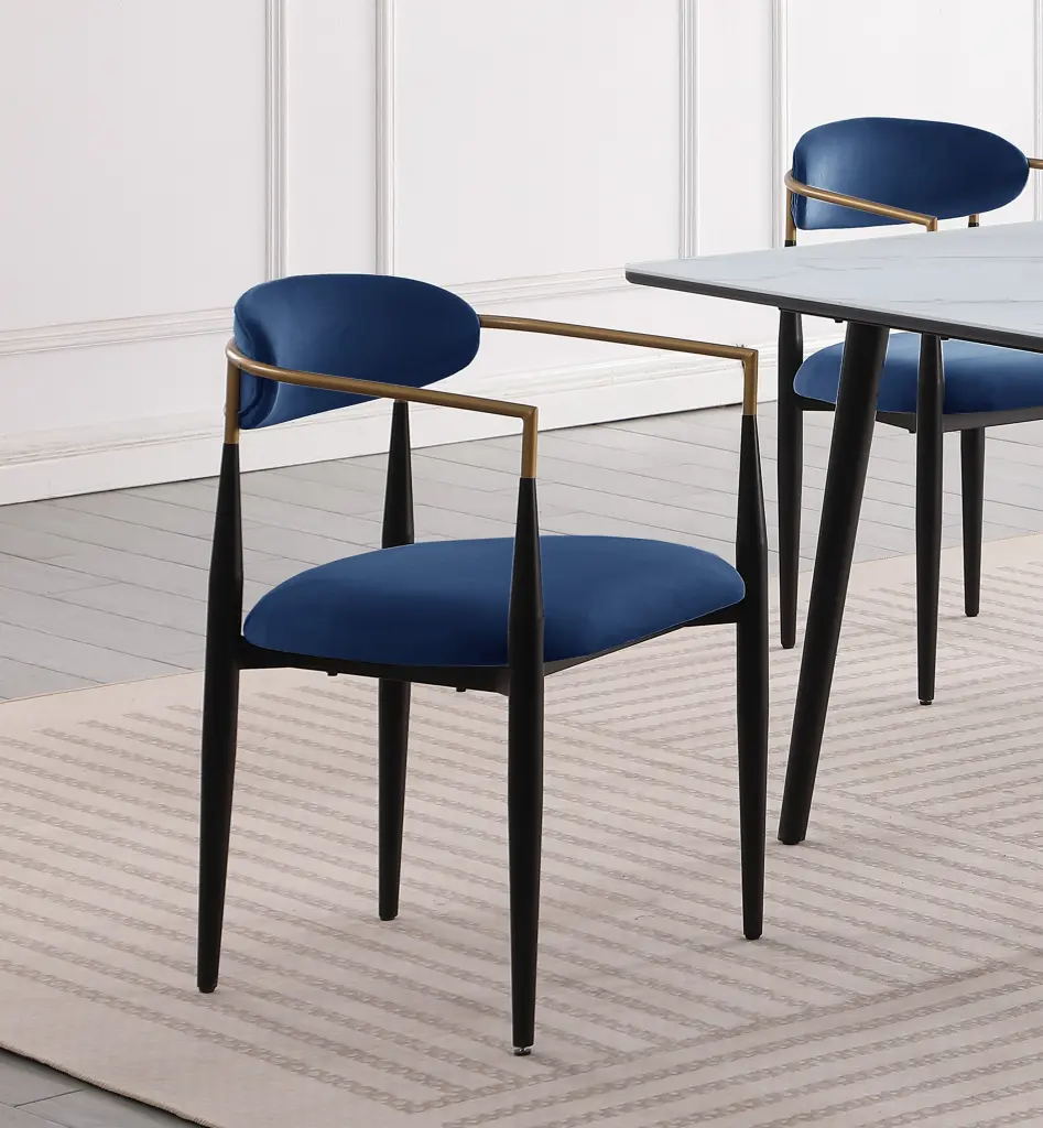 Modern Contemporary 5 Piece Dining Set White Sintered Stone Table Blue Chairs kanepe