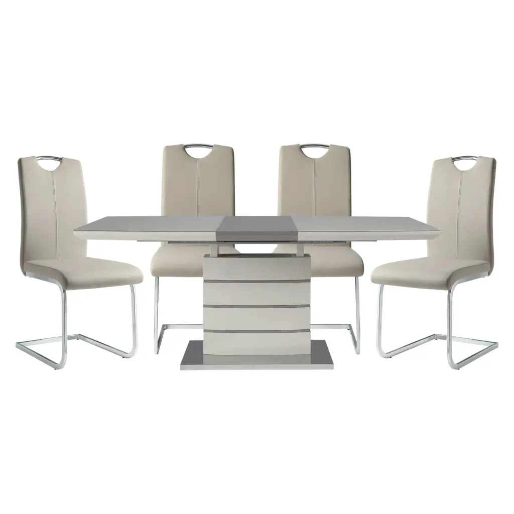 Modern Polished Design 5Pc Dining Set Table Self Storing Leaf and 4 Chairs kanepe
