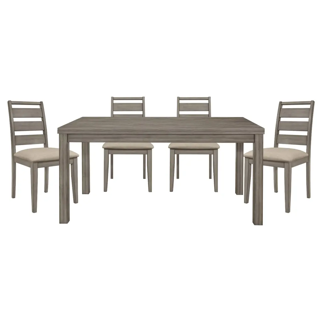 Weathered Gray Finish Rustic Style 5-Piece Dining Set Table and 4 Side Chairs kanepe