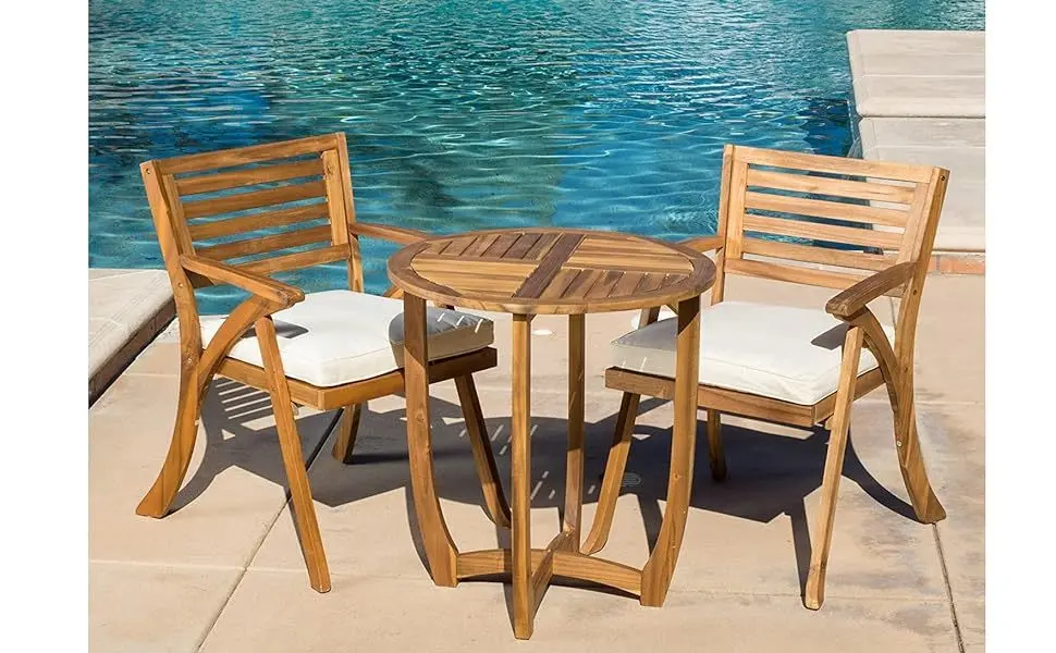 Hermosa KD Wood Dining Set Cushions Teak Water Resistant nh-gardenpara