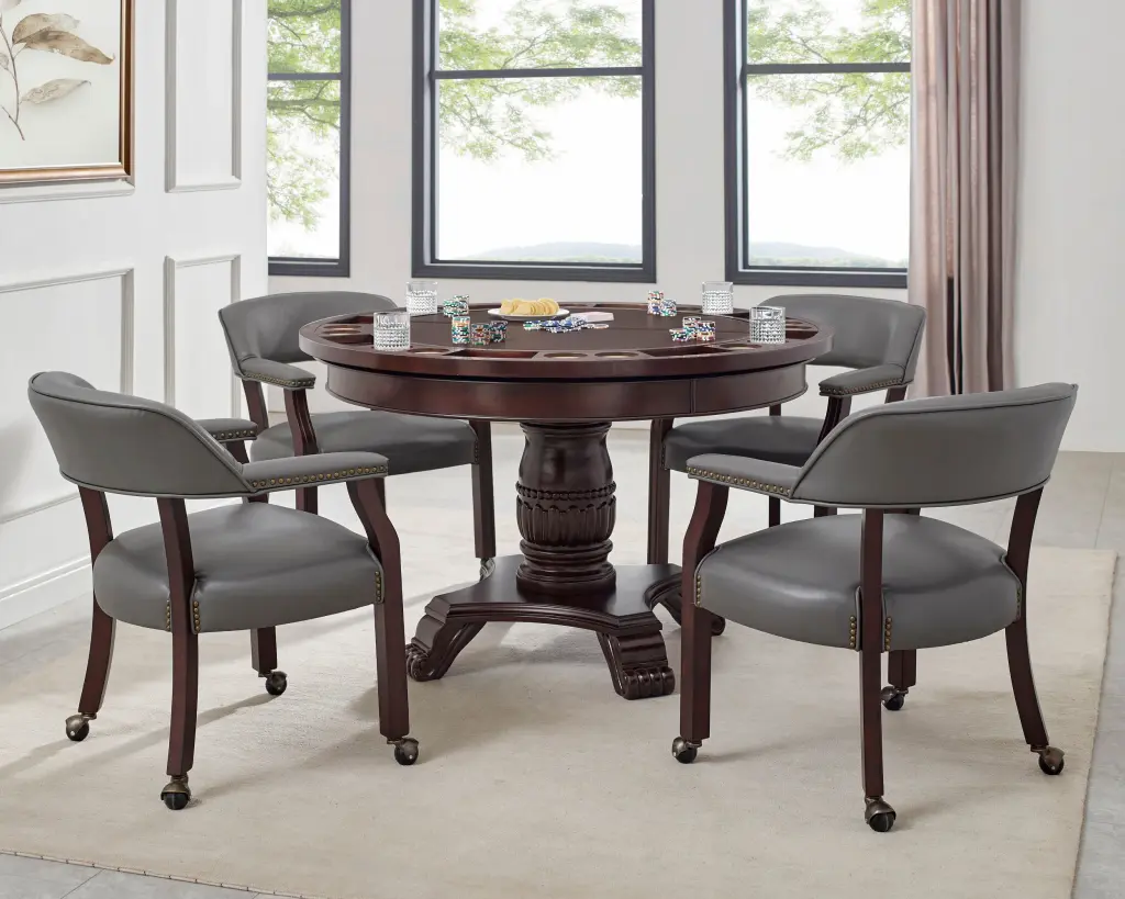 Tournament 5 Piece Dining Set Dark Gray Wood Kitchen Table And Chairs steve silver furniture