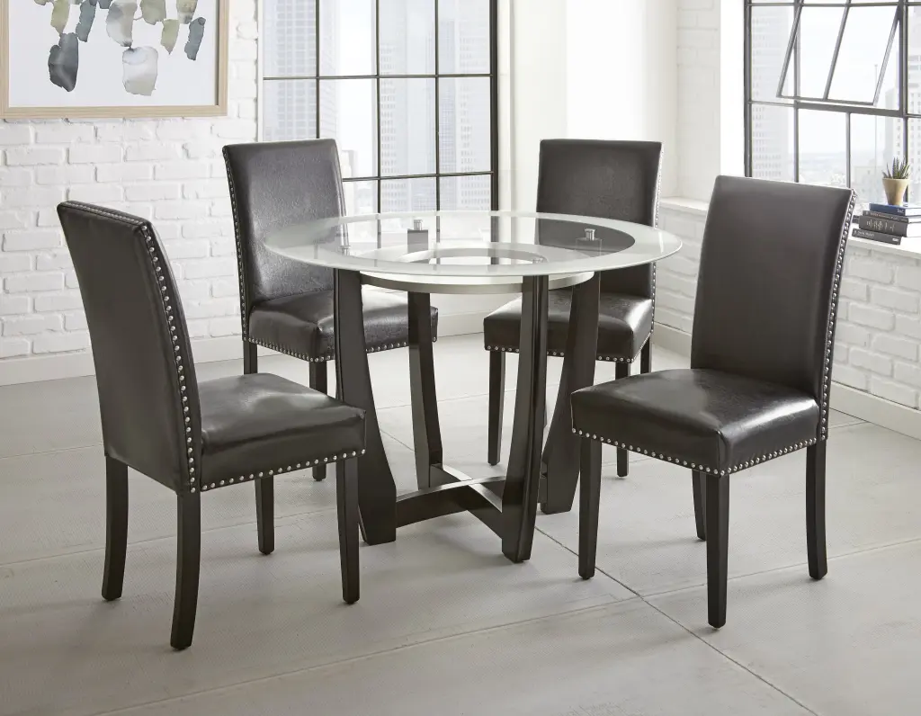Verano 5 Piece Dining Set 4 Chairs And Table Black Wood Kitchen Furniture steve silver furniture