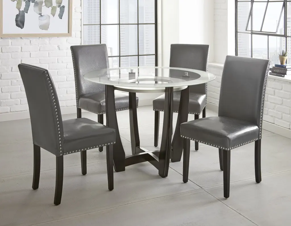 Verano 5 Piece Dining Set Dark Gray Wood Table and Chairs steve silver furniture